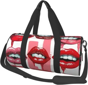 Duffel Bag for Men Women Small Gym Bag Red Lips Collection Travel Duffel Bag Waterproof Overnight Bag for Sports Workout