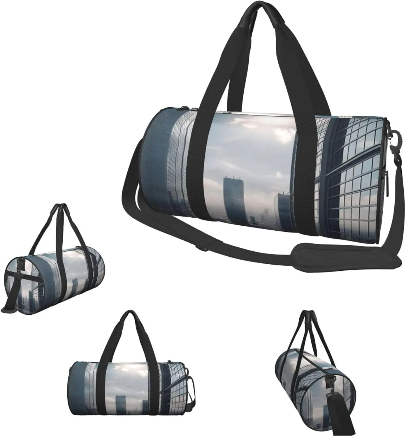 Duffel Bag for Men Women Small Gym Bag Skyscraper Buildings Travel Duffel Bag Waterproof Overnight Bag for Sports Workout