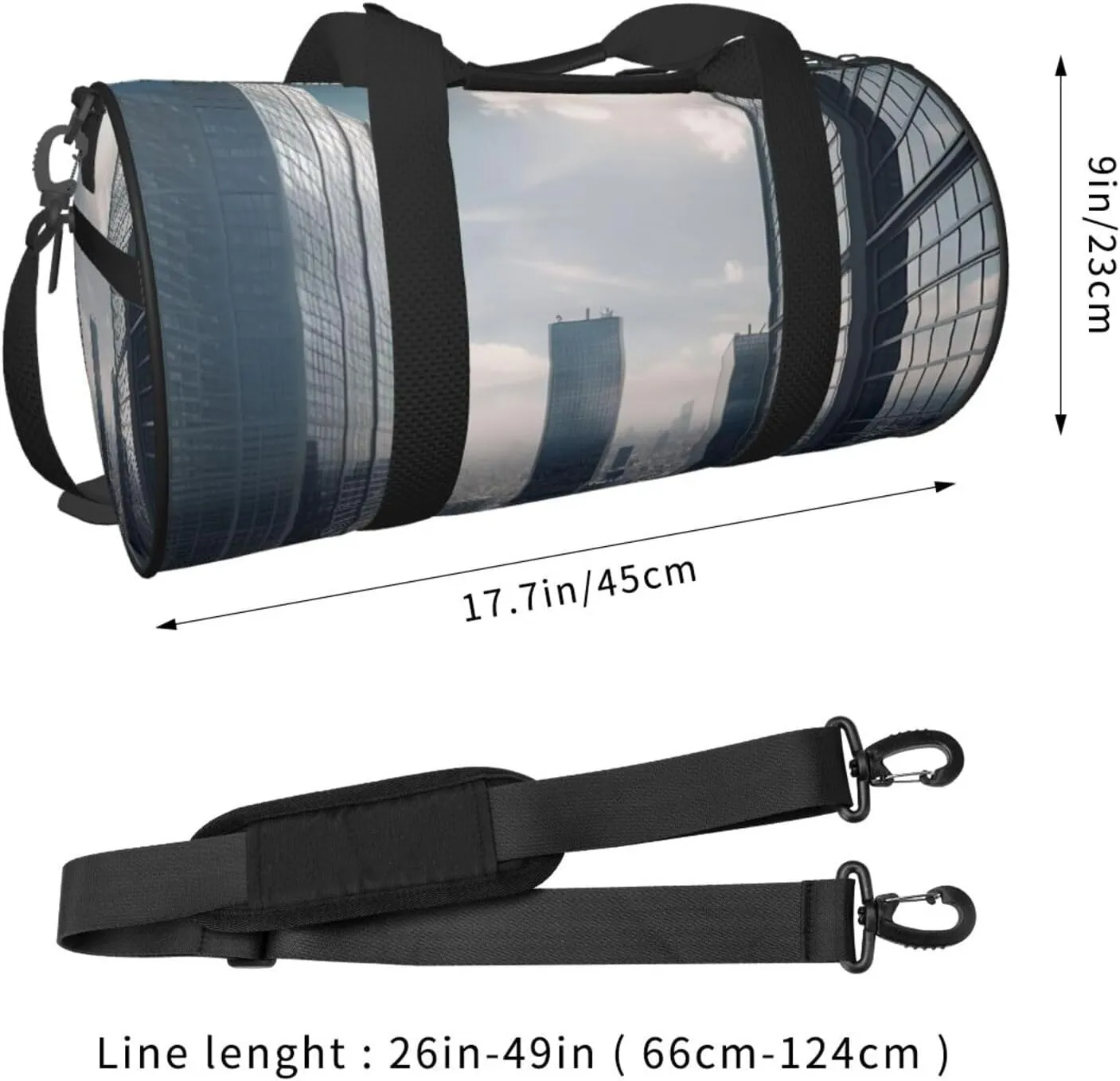 Duffel Bag for Men Women Small Gym Bag Skyscraper Buildings Travel Duffel Bag Waterproof Overnight Bag for Sports Workout