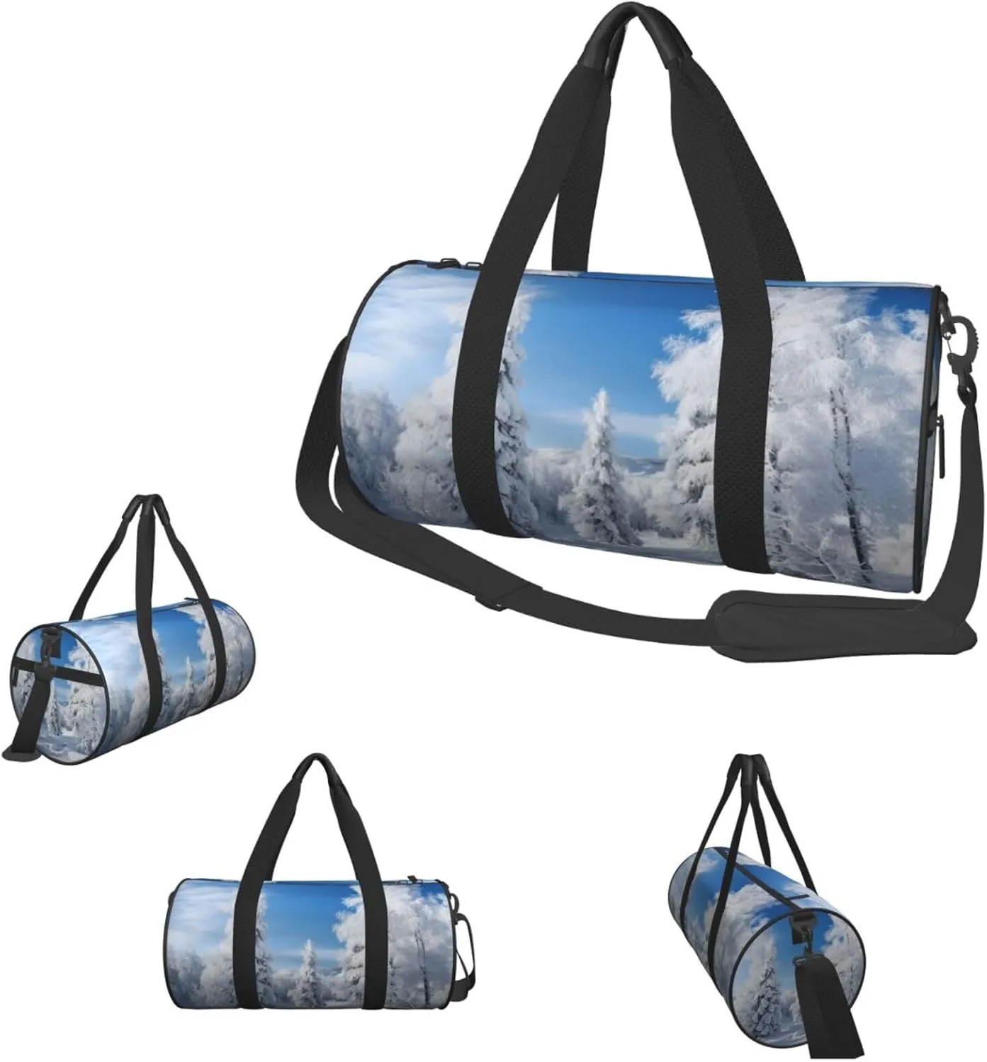 Duffel Bag for Men Women Small Gym Bag Snow-covered winter trees Travel Duffel Bag Waterproof Overnight Bag for Sports Workout