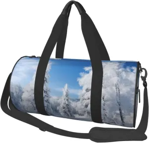 Duffel Bag for Men Women Small Gym Bag Snow-covered winter trees Travel Duffel Bag Waterproof Overnight Bag for Sports Workout