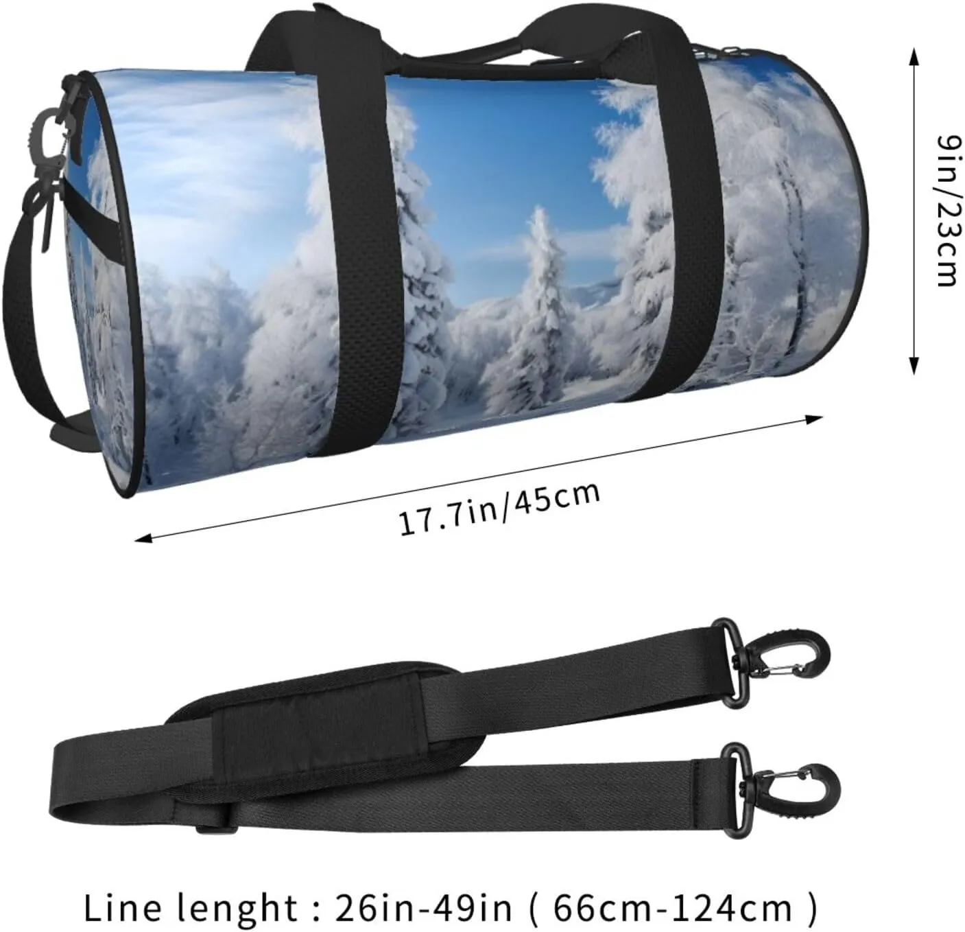 Duffel Bag for Men Women Small Gym Bag Snow-covered winter trees Travel Duffel Bag Waterproof Overnight Bag for Sports Workout