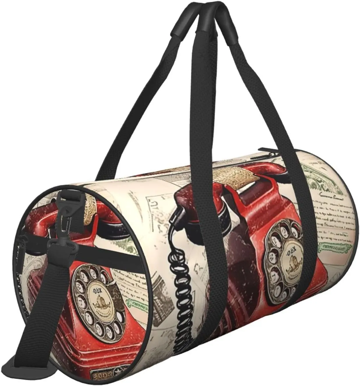Duffel Bag for Men Women Small Gym Bag Stamp Telephone Travel Duffel Bag Waterproof Overnight Bag for Sports Workout