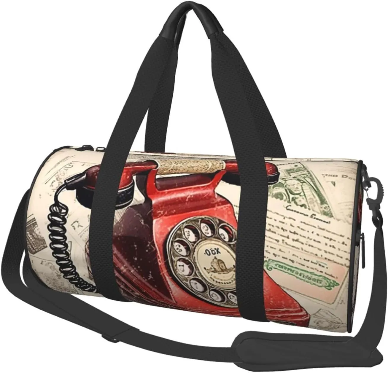 Duffel Bag for Men Women Small Gym Bag Stamp Telephone Travel Duffel Bag Waterproof Overnight Bag for Sports Workout