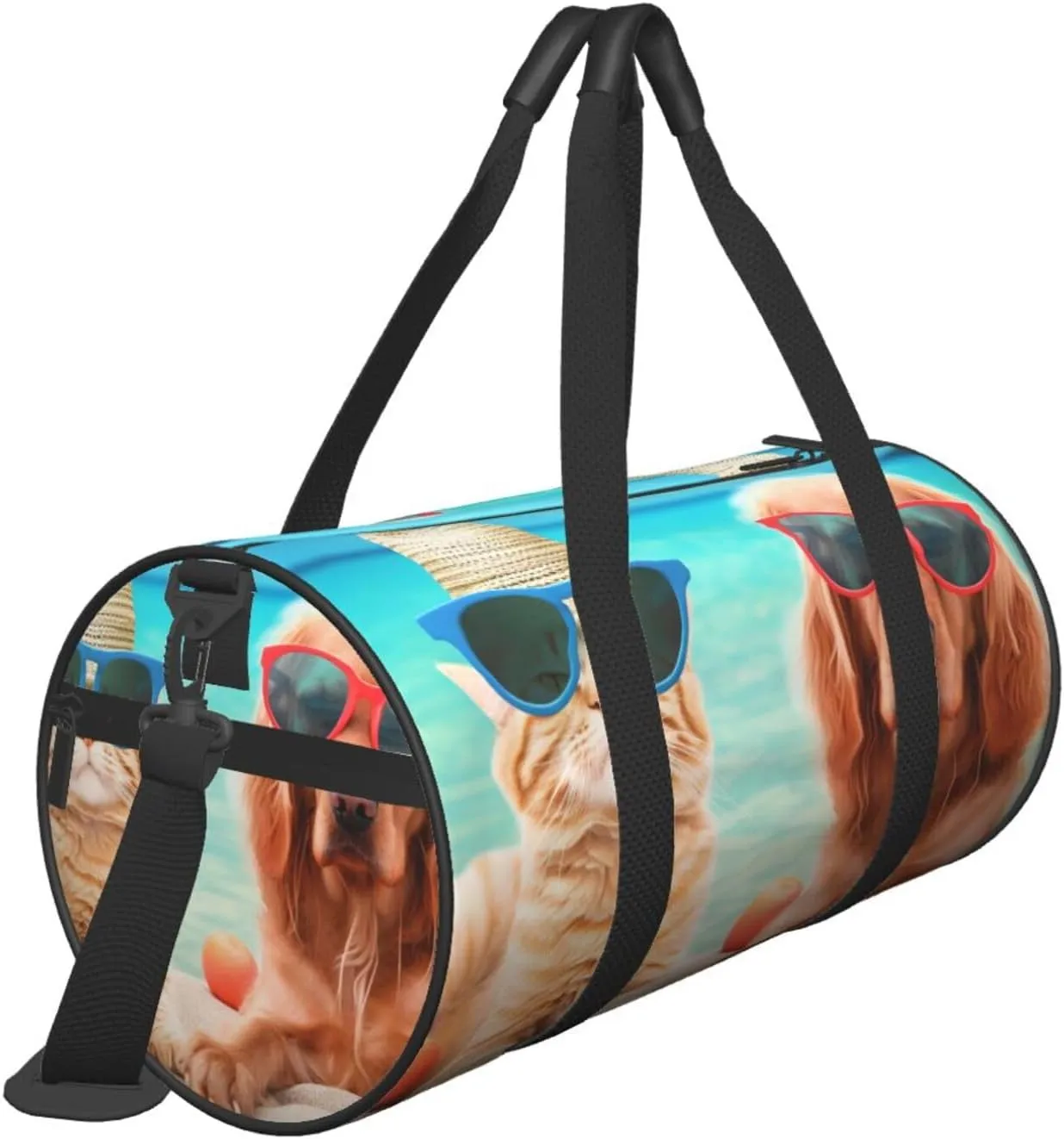 Duffel Bag for Men Women Small Gym Bag Summer Beach Funny Cat Dog Travel Duffel Bag Waterproof Overnight Bag for Sports Workout