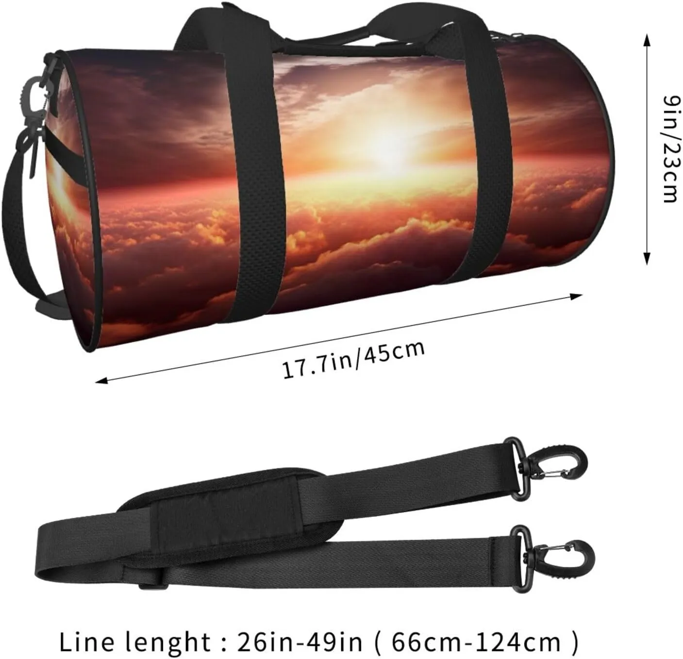 Duffel Bag for Men Women Small Gym Bag Sun sunrise cloud Travel Duffel Bag Waterproof Overnight Bag for Sports Workout