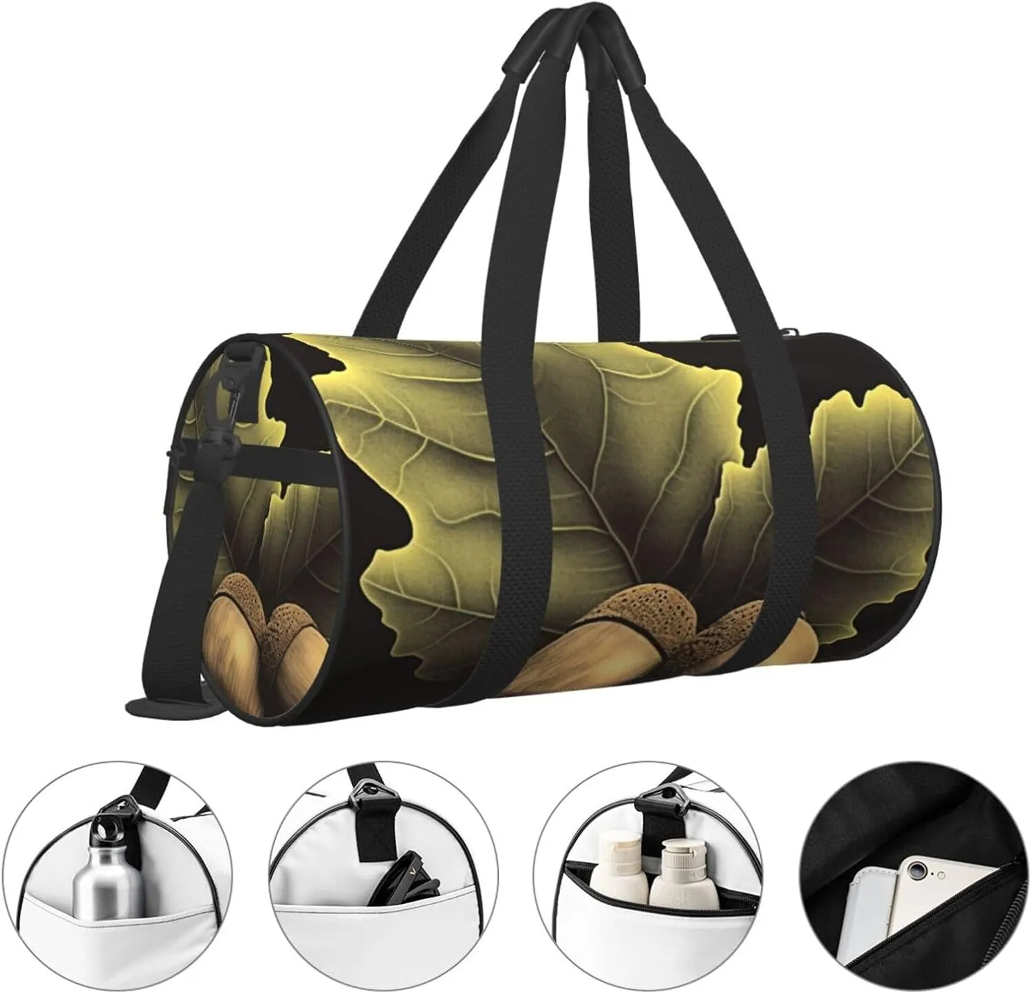 Duffel Bag for Men Women Small Gym Bag Two acorns Travel Duffel Bag Waterproof Overnight Bag for Sports Workout