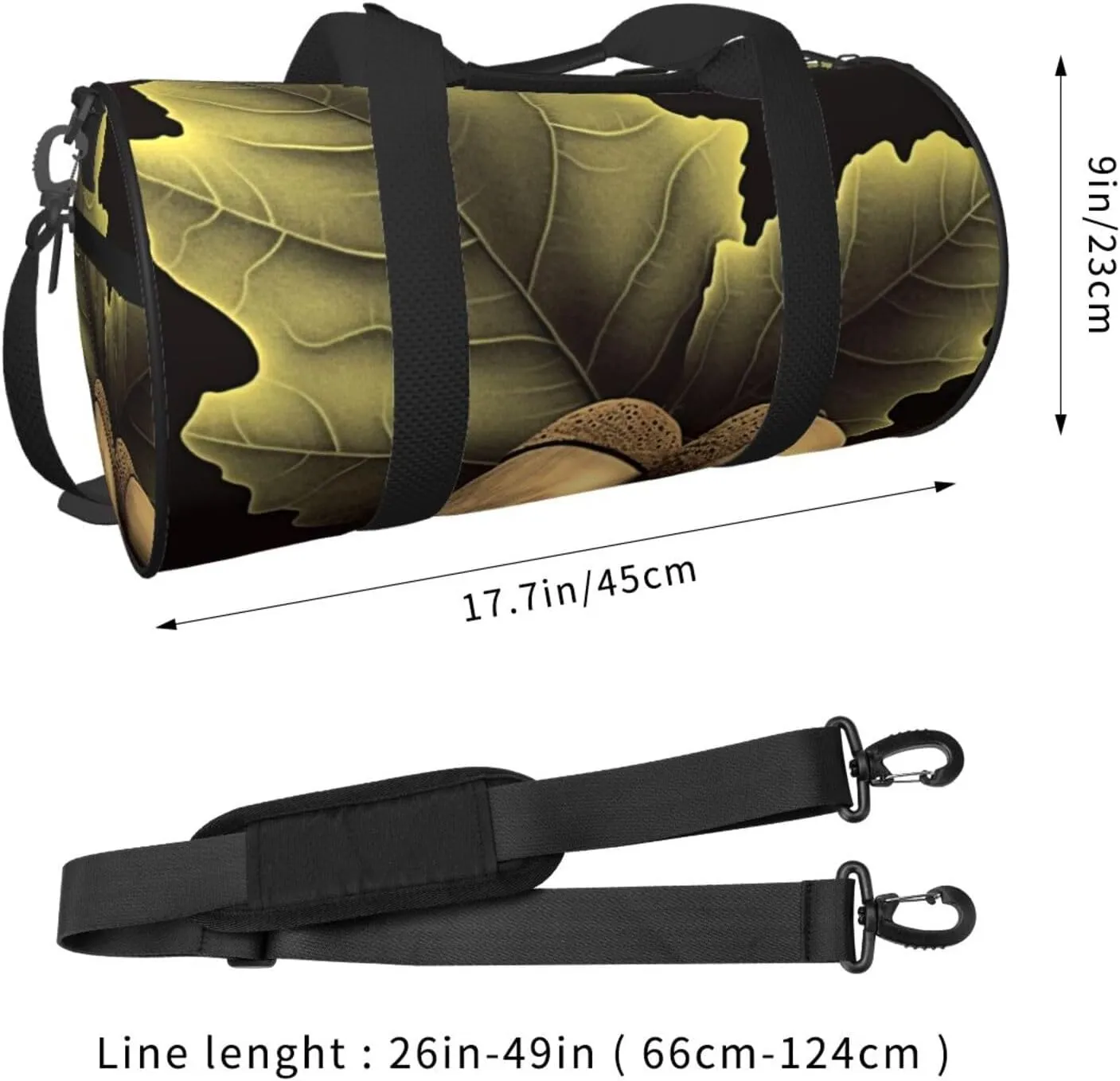 Duffel Bag for Men Women Small Gym Bag Two acorns Travel Duffel Bag Waterproof Overnight Bag for Sports Workout