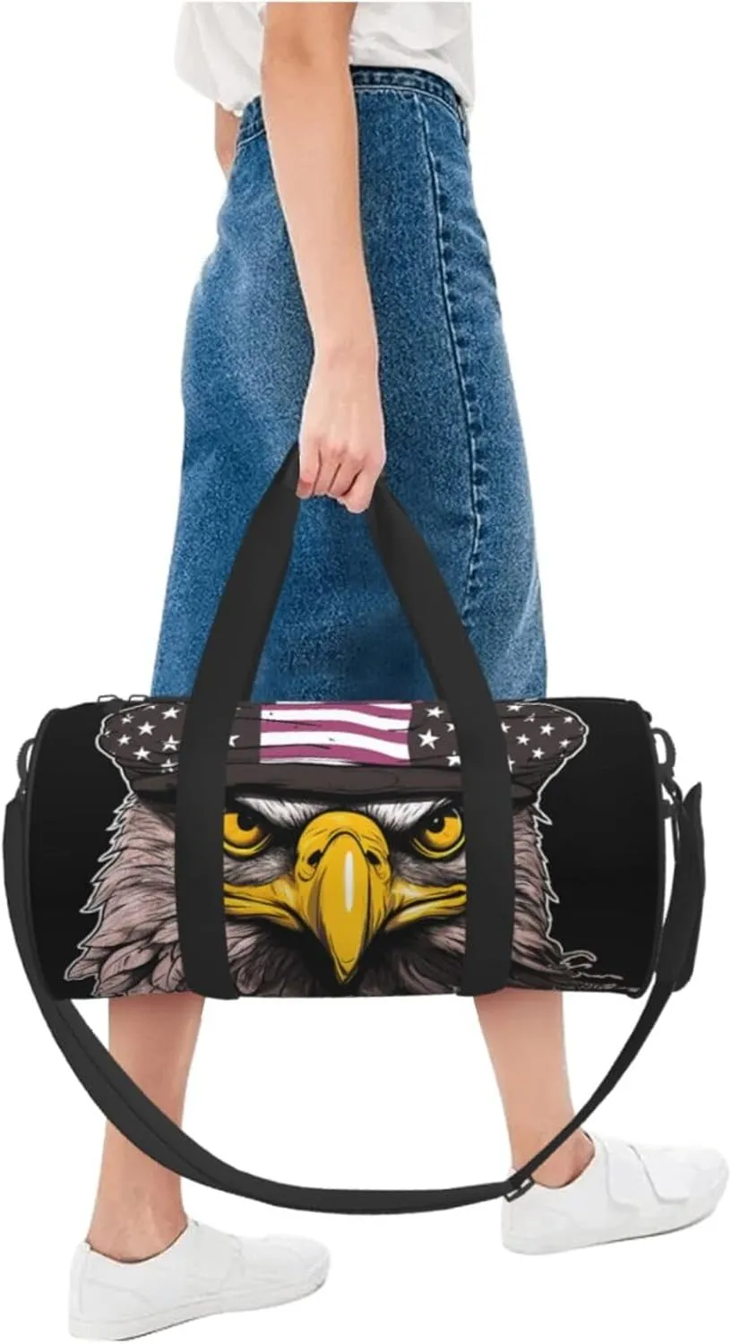 Duffel Bag for Men Women Small Gym Bag US American Flag Eagle Travel Duffel Bag Waterproof Overnight Bag for Sports Workout
