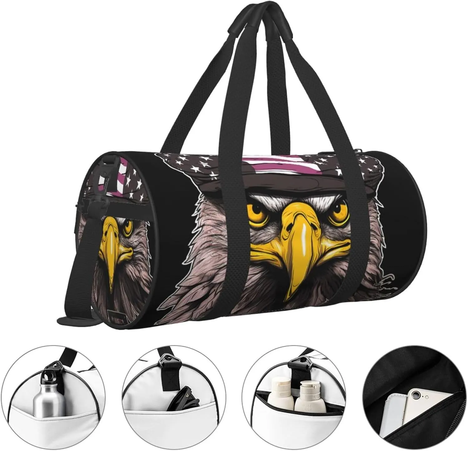 Duffel Bag for Men Women Small Gym Bag US American Flag Eagle Travel Duffel Bag Waterproof Overnight Bag for Sports Workout