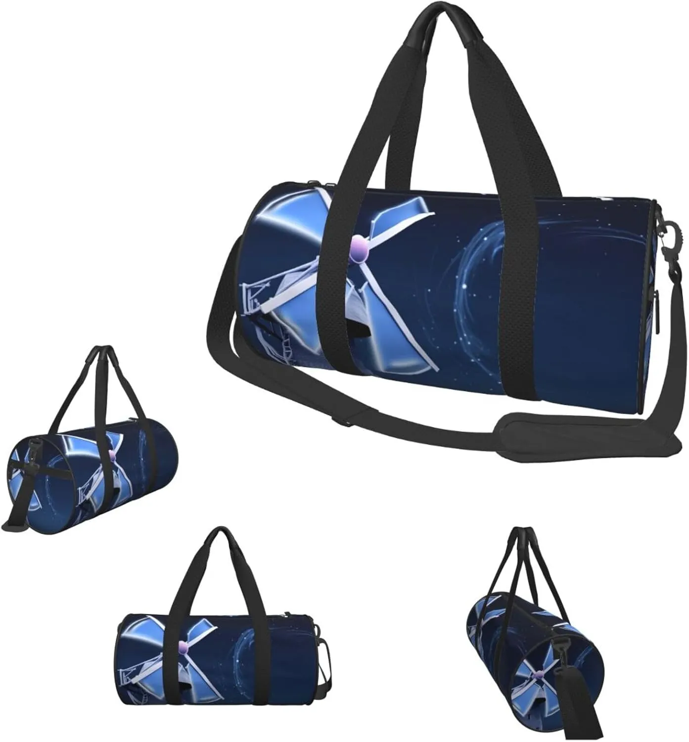 Duffel Bag for Men Women Small Gym Bag Windmill Blue Travel Duffel Bag Waterproof Overnight Bag for Sports Workout