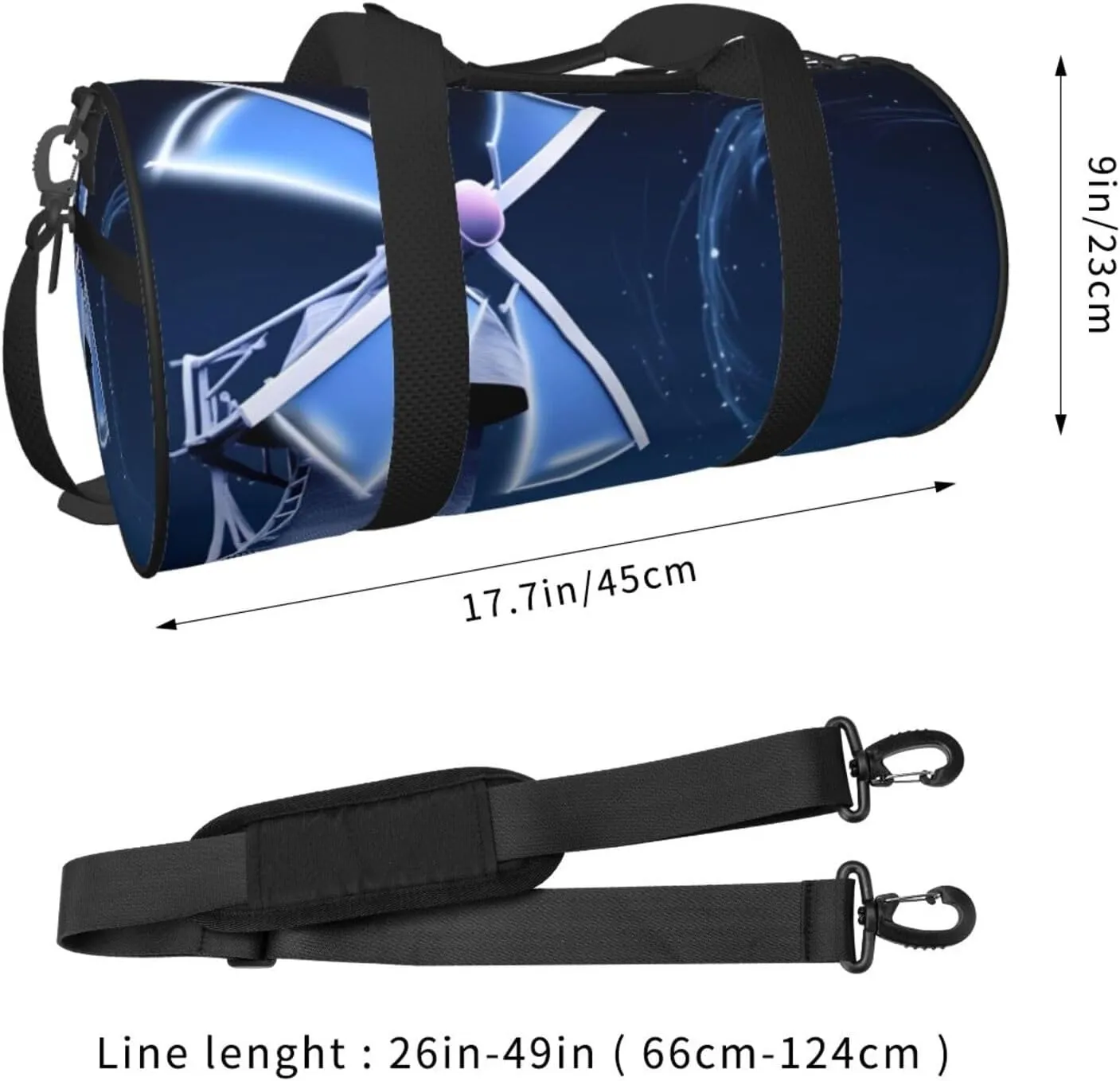 Duffel Bag for Men Women Small Gym Bag Windmill Blue Travel Duffel Bag Waterproof Overnight Bag for Sports Workout