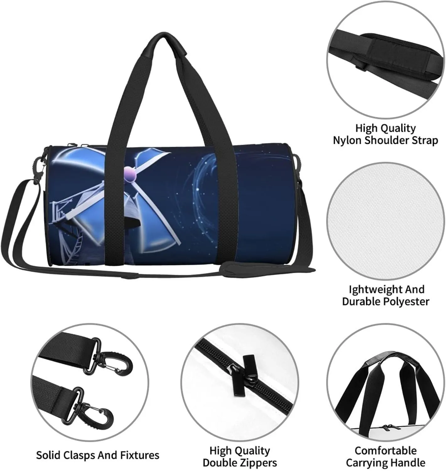 Duffel Bag for Men Women Small Gym Bag Windmill Blue Travel Duffel Bag Waterproof Overnight Bag for Sports Workout