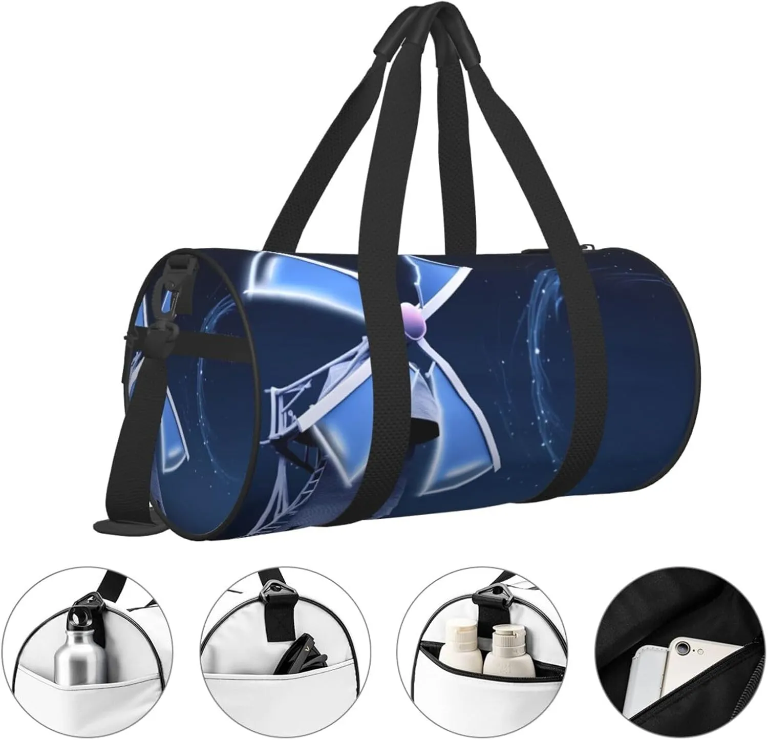 Duffel Bag for Men Women Small Gym Bag Windmill Blue Travel Duffel Bag Waterproof Overnight Bag for Sports Workout