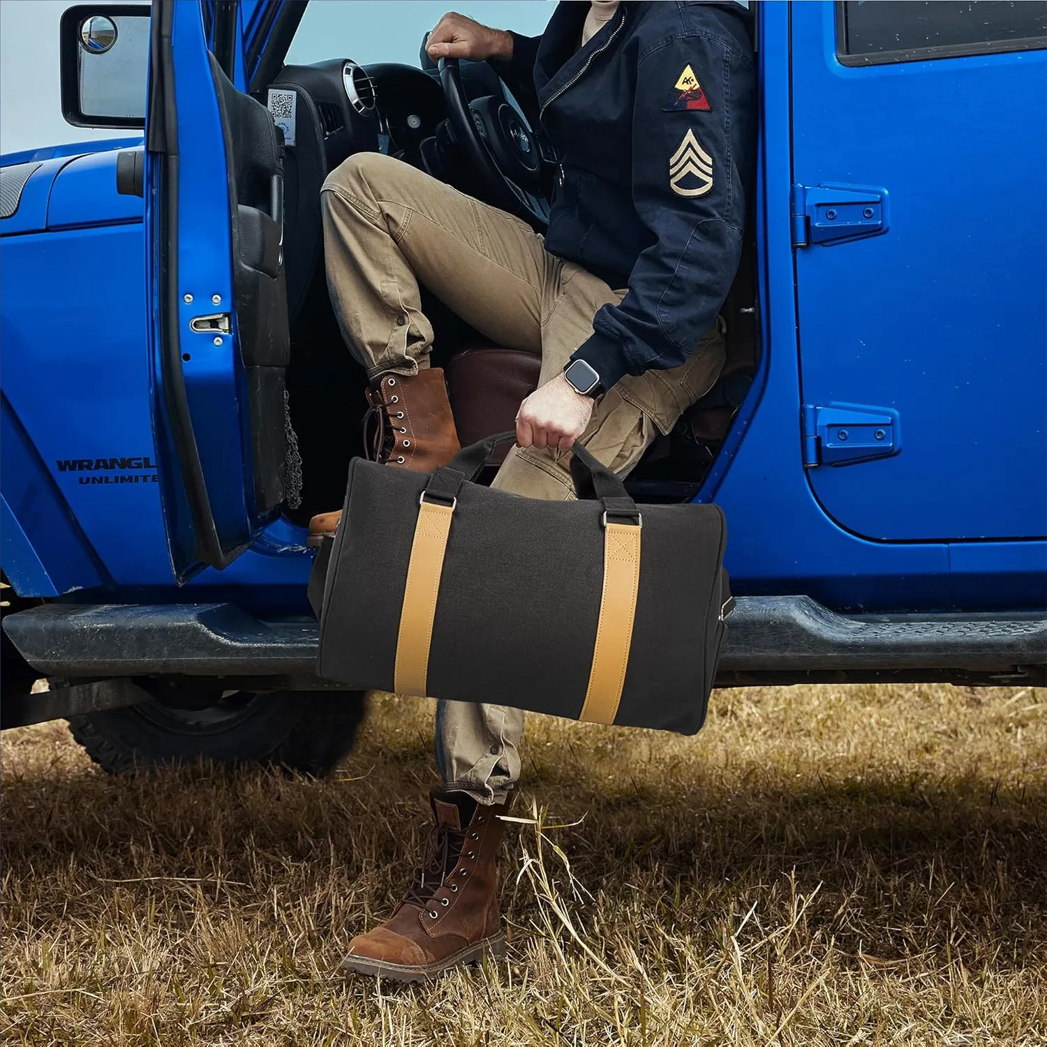 Duffle Bag for Men Boys | Personalized Travel Overnight Bags with Embroidered Name | Canvas Weekender Duffle Bag with Shoe Compartment | Best Custom Men Gift for Groomsmen Father (Black)