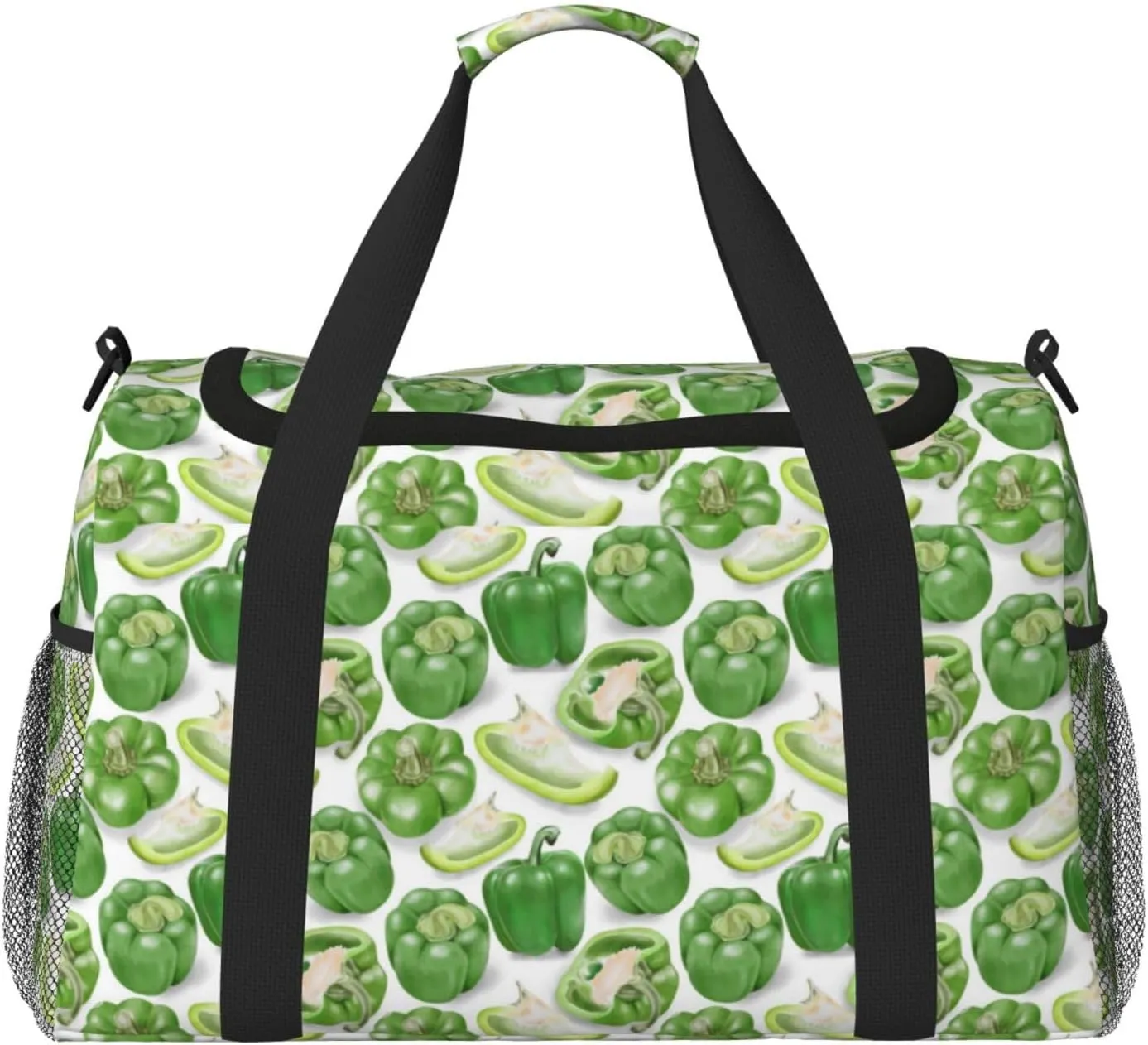 Duffle Bag for Travel, Bell Pepper green funny Weekender Overnight Duffel Bag, Carry On Bag Gym Bag for Women Men, Personal Item Travel Bag