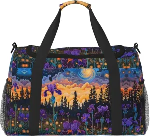 Duffle Bag for Travel, Cosmic Irises At Twilight Weekender Overnight Duffel Bag, Carry On Bag Gym Bag for Women Men, Personal Item Travel Bag