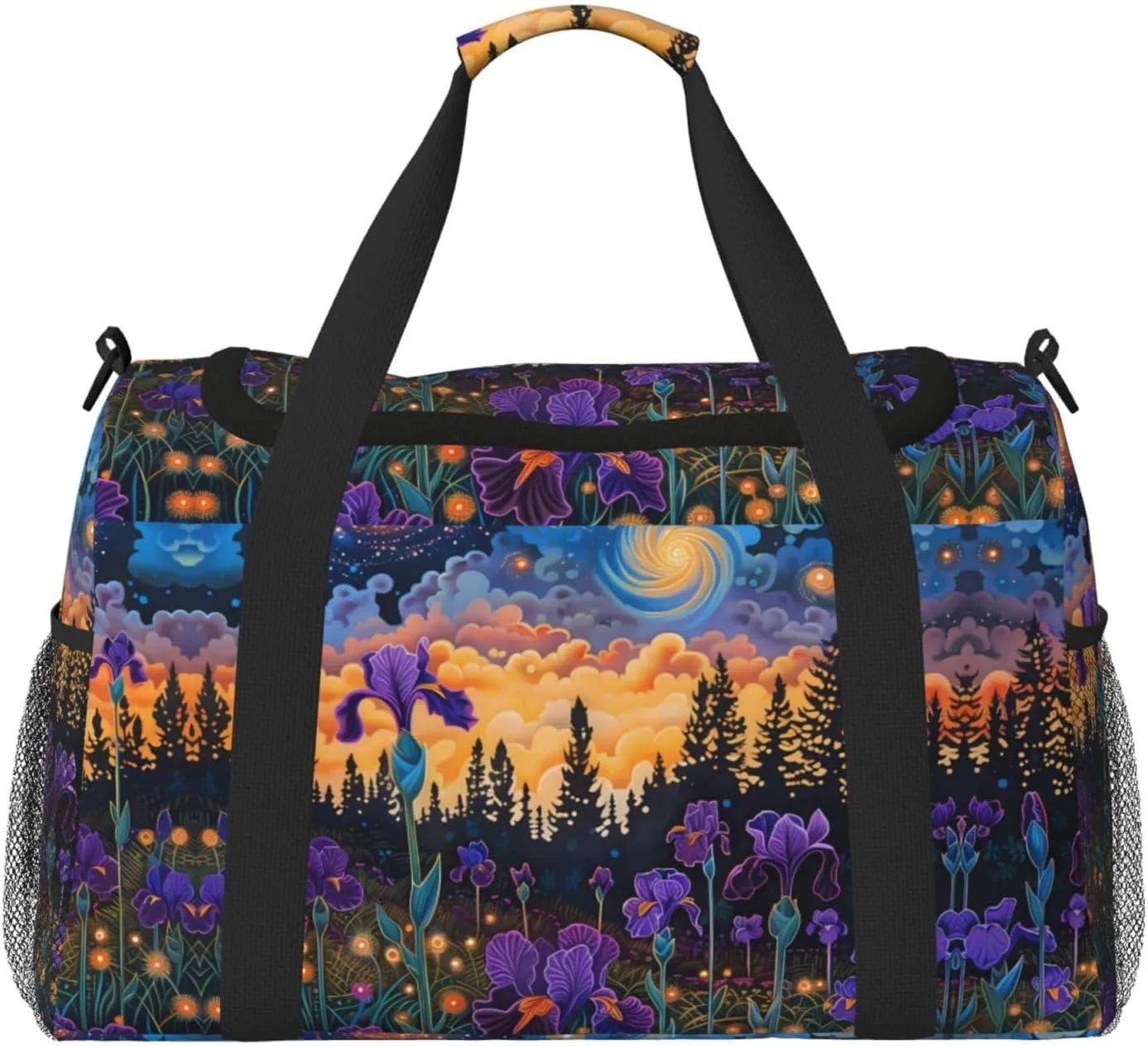 Duffle Bag for Travel, Cosmic Irises At Twilight Weekender Overnight Duffel Bag, Carry On Bag Gym Bag for Women Men, Personal Item Travel Bag