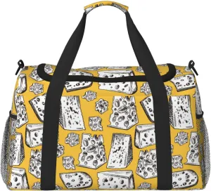 Duffle Bag for Travel, Cute Cheese Bread Weekender Overnight Duffel Bag, Carry On Bag Gym Bag for Women Men, Personal Item Travel Bag