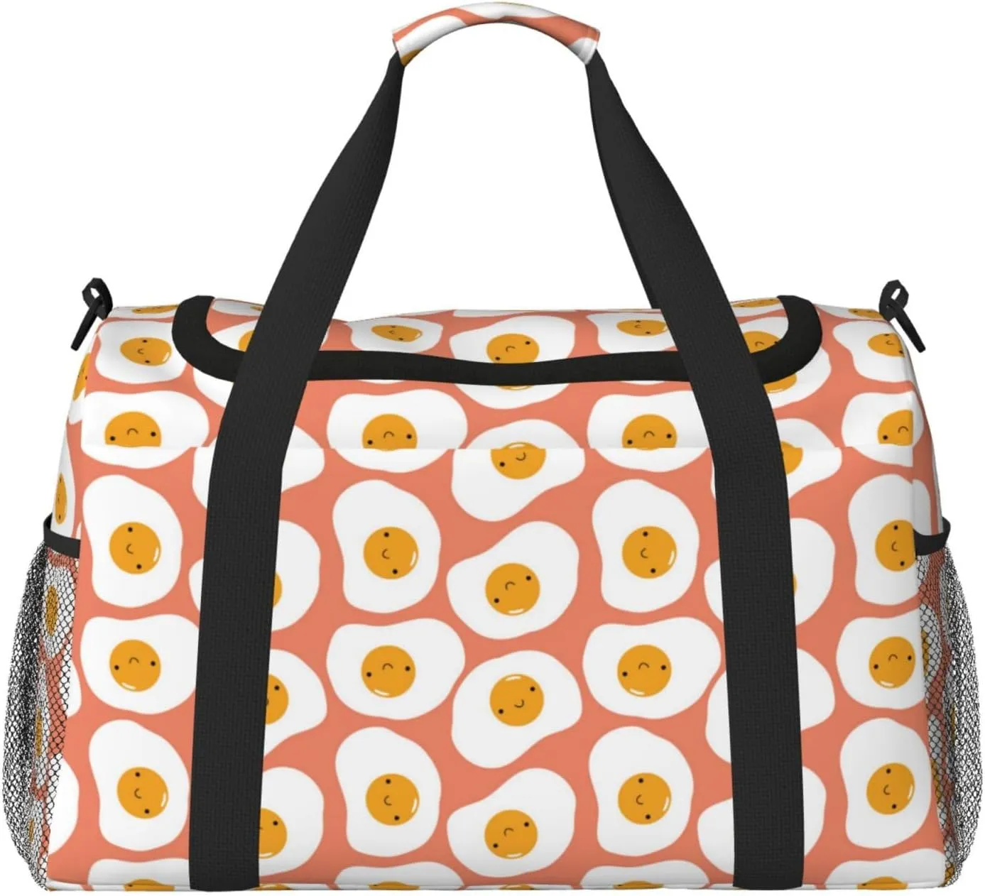 Duffle Bag for Travel, Funny Fried Egg Weekender Overnight Duffel Bag, Carry On Bag Gym Bag for Women Men, Personal Item Travel Bag