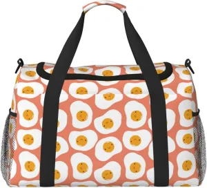 Duffle Bag for Travel, Funny Fried Egg Weekender Overnight Duffel Bag, Carry On Bag Gym Bag for Women Men, Personal Item Travel Bag