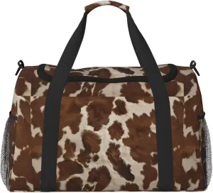 Duffle Bag for Travel Gym, Weekend, Brown Animal Print Weekender Bags for Women Carry on Bag Overnight Bag Workout Duffle Sports Bag
