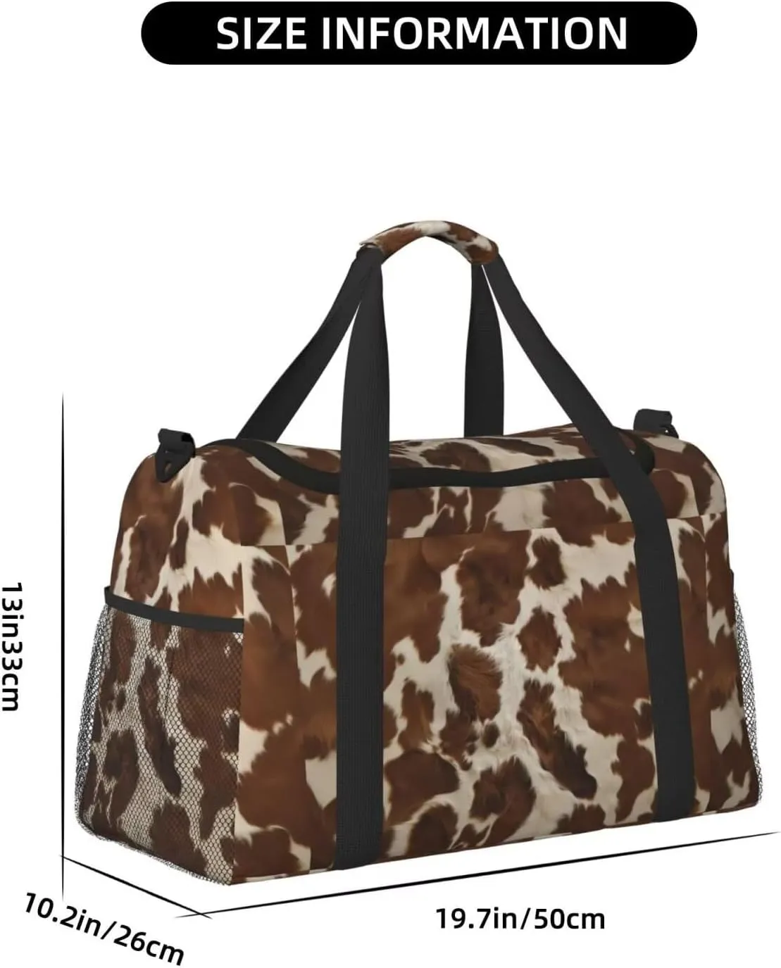 Duffle Bag for Travel Gym, Weekend, Brown Animal Print Weekender Bags for Women Carry on Bag Overnight Bag Workout Duffle Sports Bag