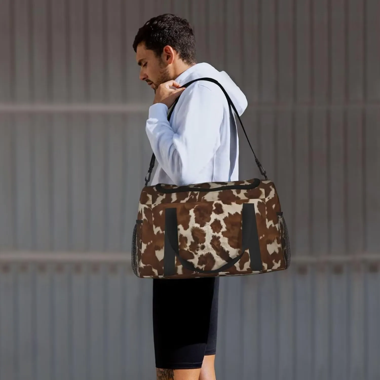 Duffle Bag for Travel Gym, Weekend, Brown Animal Print Weekender Bags for Women Carry on Bag Overnight Bag Workout Duffle Sports Bag