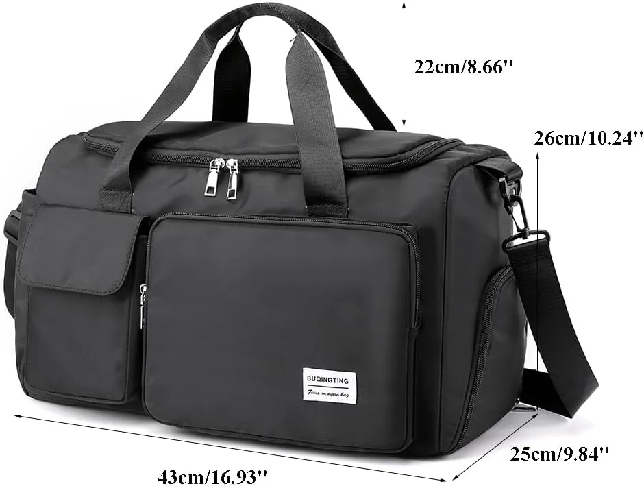 Duffle Bag with Shoe and Wet Compartment Gym Bag for Women and Men Duffle Bag for Overnight Travel Sport Workout Bag Black