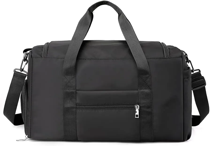 Duffle Bag with Shoe and Wet Compartment Gym Bag for Women and Men Duffle Bag for Overnight Travel Sport Workout Bag Black