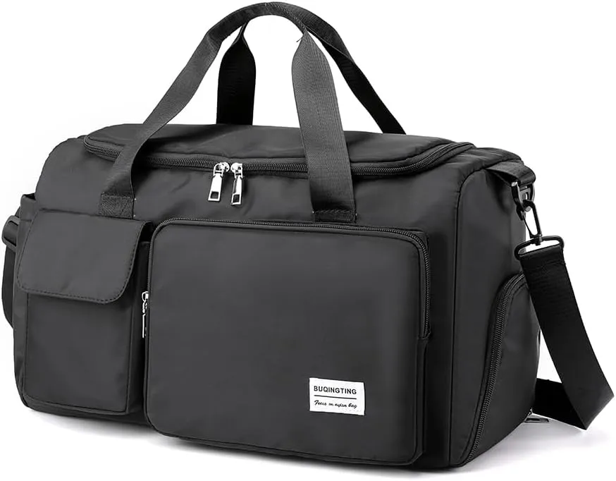 Duffle Bag with Shoe and Wet Compartment Gym Bag for Women and Men Duffle Bag for Overnight Travel Sport Workout Bag Black