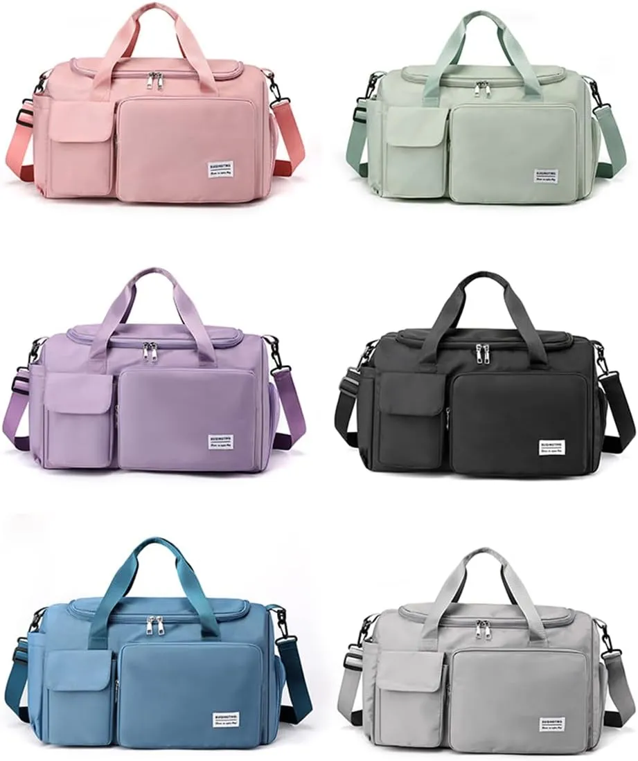 Duffle Bag with Shoe and Wet Compartment Gym Bag for Women and Men Duffle Bag for Overnight Travel Sport Workout Bag Black