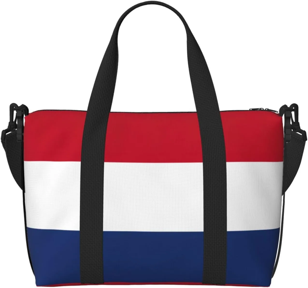 Dutch Flag Zippered Tote Bags For Women,Duffle Bag For Men,Spacious Travel Bag For Weekend Getaways