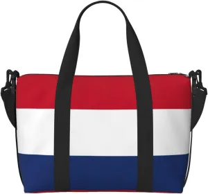 Dutch Flag Zippered Tote Bags For Women,Duffle Bag For Men,Spacious Travel Bag For Weekend Getaways