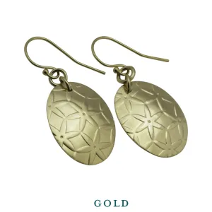 Earrings-Simple Gold Oval Disc Drop Earrings