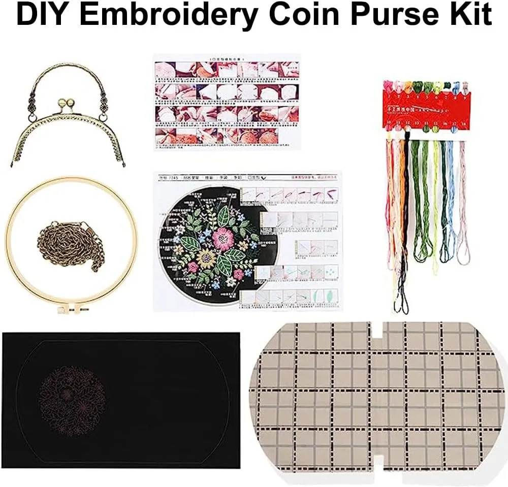 Easy Embroidery DIY Bags Purse Wallet Handbag Handmade Embroidered Handbag Crossbody Blue Fruits