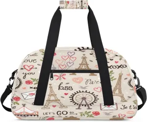 Eiffel Tower Windmills Kids Duffle Bag for Kids Boys Girls Overnight Travel Bag Kids Duffel Bags Ballet Weekender Bag for School Gym Sport Sleepover Bag