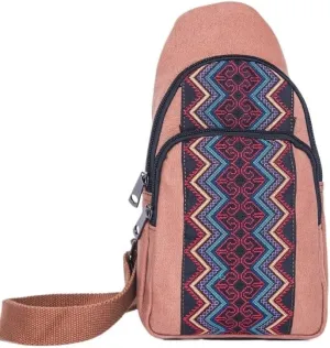 Embroidered Crossbody Chest Bag Double-layer Zipper Casual Shoulder Satchel For Everyday Use