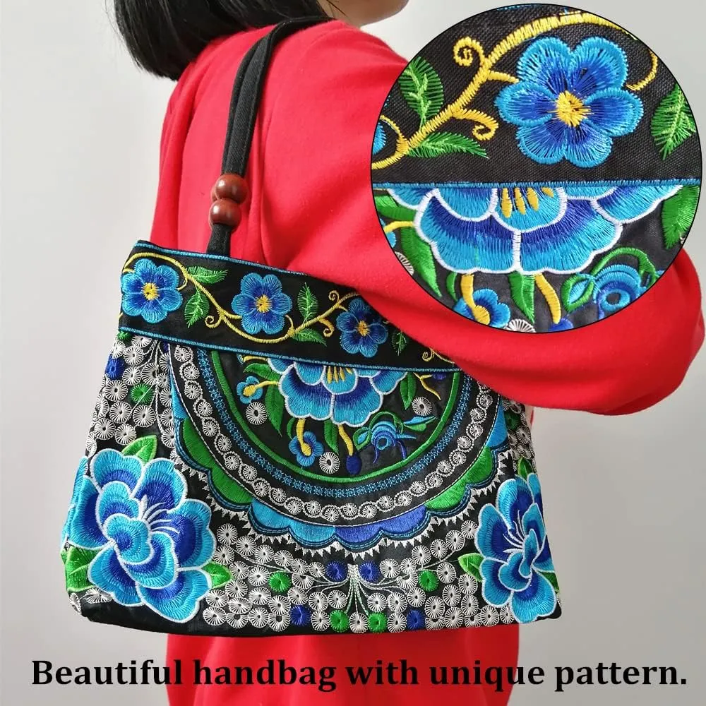 Embroidered Women Floral Handbags Embroidery Purse Vintage Hobo Tote Bag Ethnic Shoulder Bag