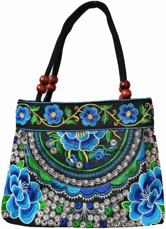 Embroidered Women Floral Handbags Embroidery Purse Vintage Hobo Tote Bag Ethnic Shoulder Bag