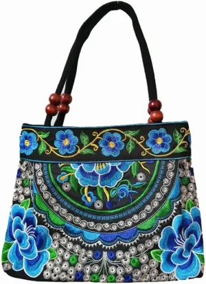 Embroidered Women Floral Handbags Embroidery Purse Vintage Hobo Tote Bag Ethnic Shoulder Bag