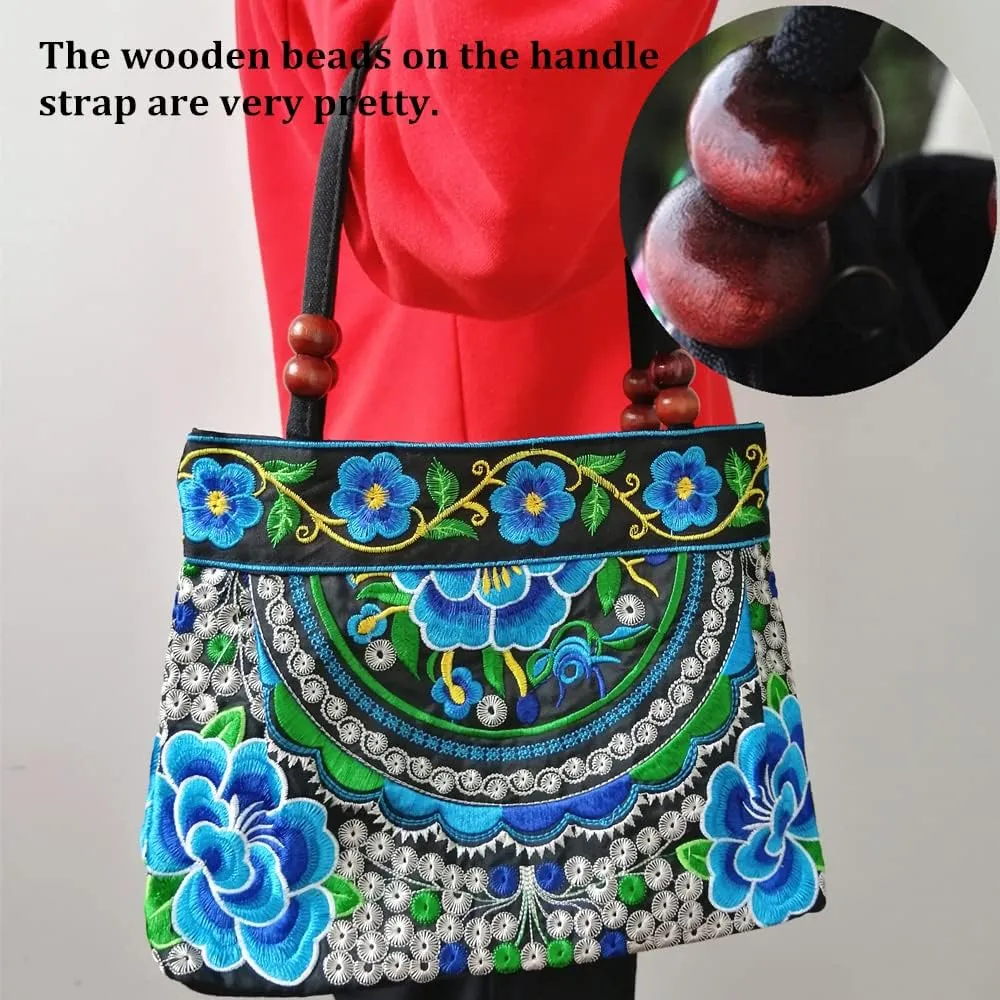Embroidered Women Floral Handbags Embroidery Purse Vintage Hobo Tote Bag Ethnic Shoulder Bag