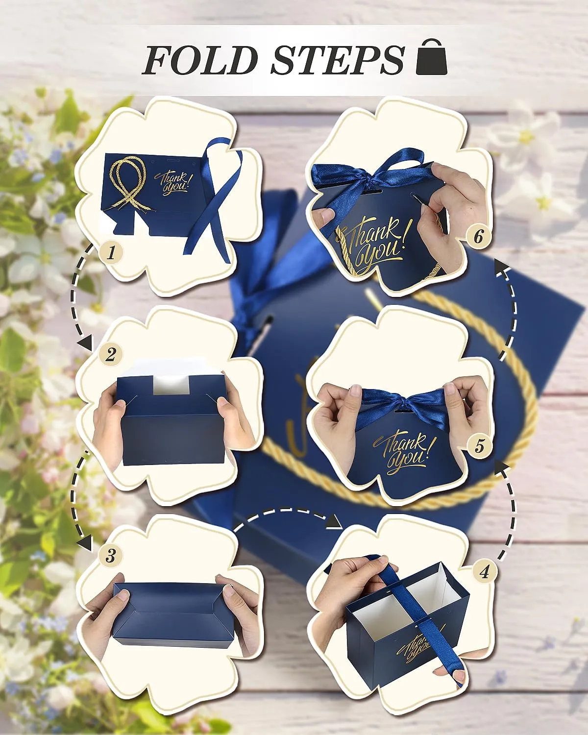 EQOREIIN 30 Pack Small Thank You Gift Bags with Handles 5.5 x 2.4 x 4.7 Inches Mini Navy Gift Bags with Bow Ribbon Tiny Party Favor Bag Bulk for Graduation Mother's Day Baby Shower Wedding (Navy)