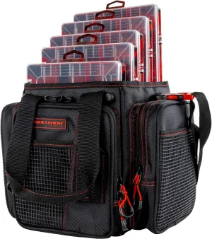 Evolution Outdoor Drift Series Topless Vertical Tackle Bag – Outdoor Rucksack w/ 5 Fishing Tackle Trays, Padded Handle and Shoulder Strap, Plier Holster, Tackle Carrying Case