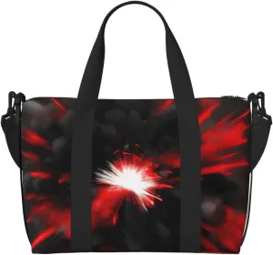 Explosion Burst Red Black Print Hand Travel Bag,Gym Bag,Weekend Travel Overnight Bag,Tote Bag Sports Bag For Women Men