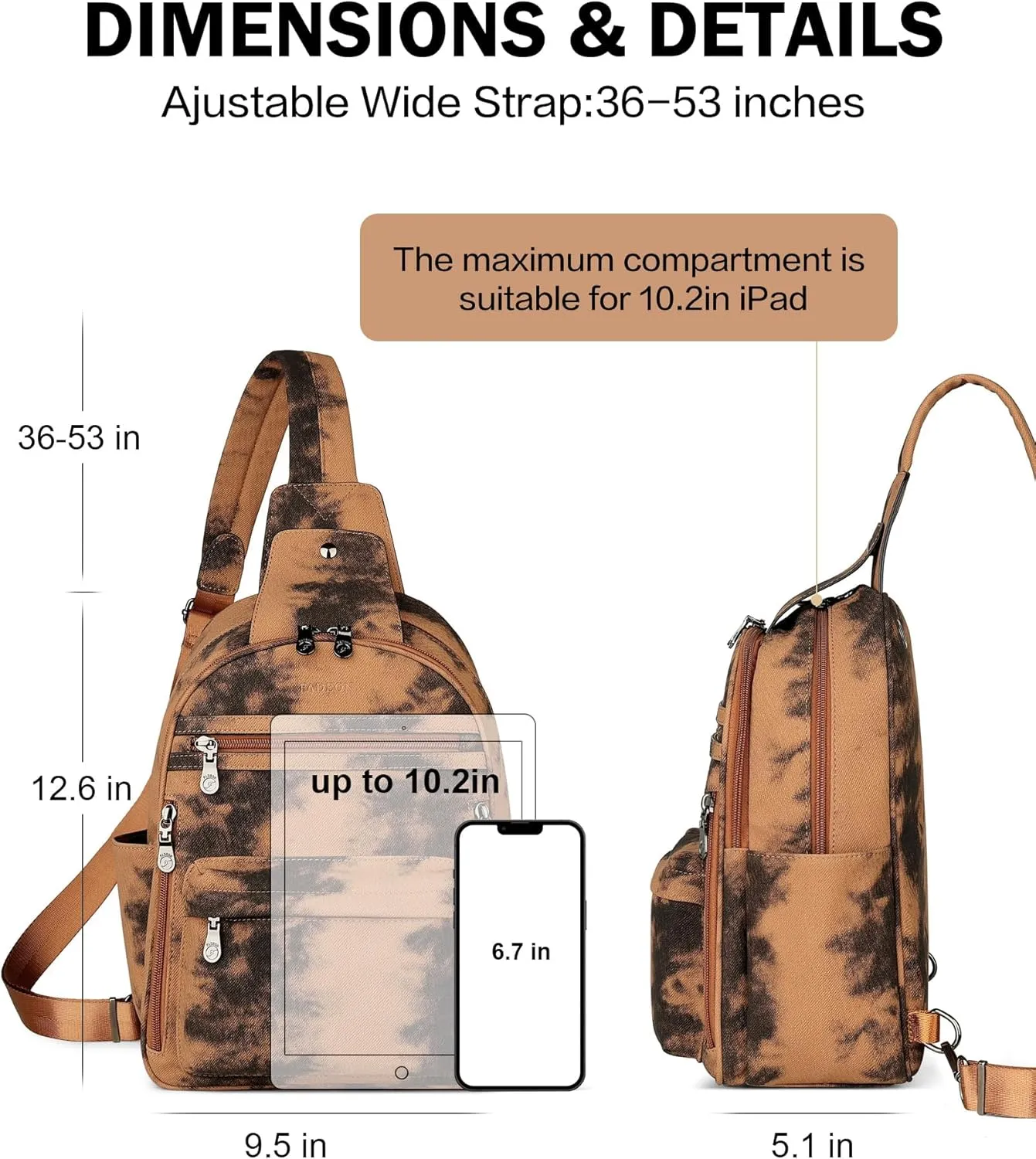 FADEON Large Crossbody Purse Sling Bag for Women - PU Leather Designer Anti-Theft Backpack With 4 RFID Card Slots