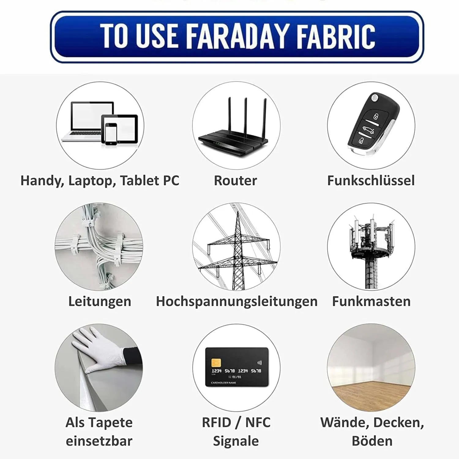 Faraday Fabric EMP Proof Faraday Cloth Faraday Cage for Generator Shielding Fabric for Microwave, Card Bag Cloth, Electronic Products,silver-5x1.1m