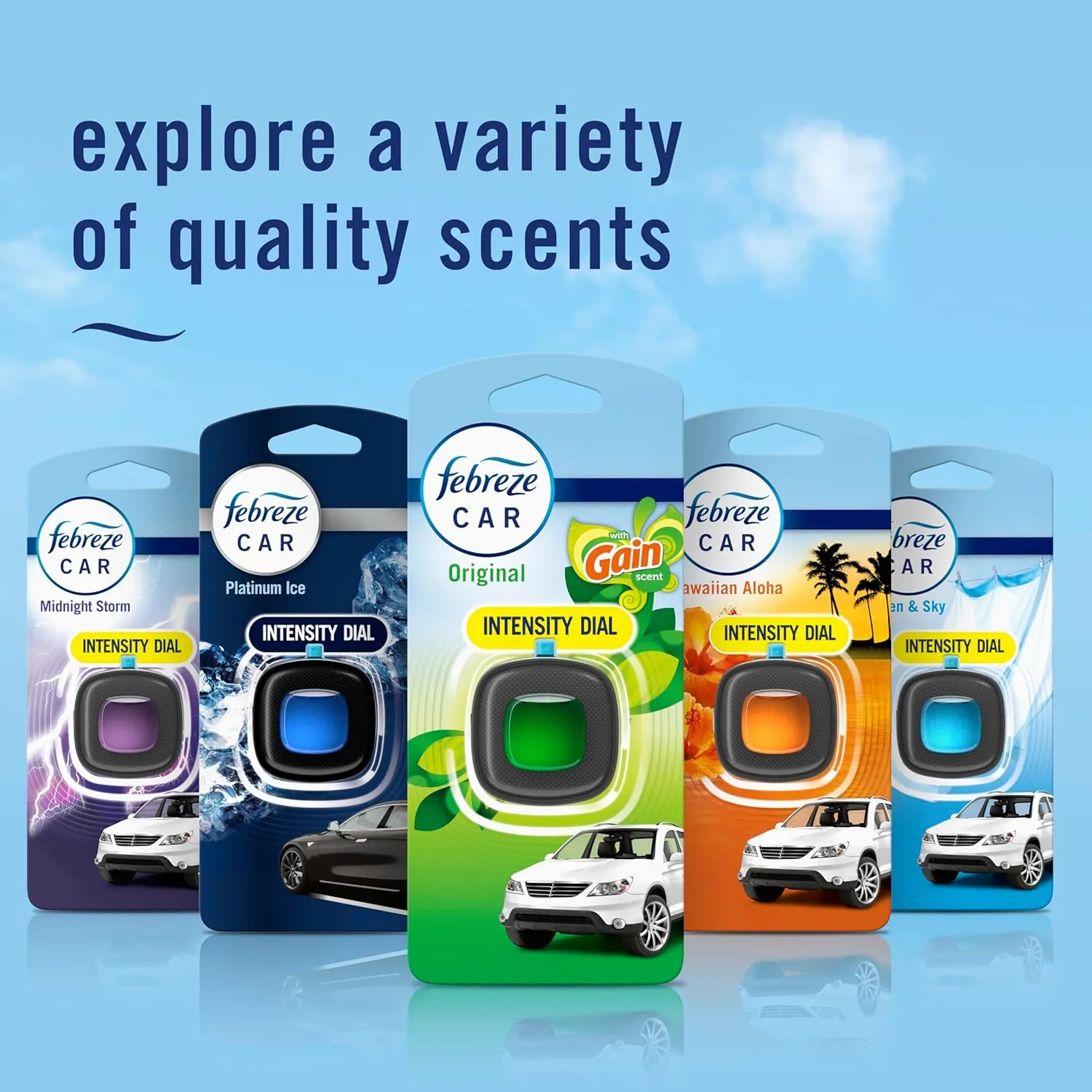 Febreze Car Air Freshener, Car Vent Clip and Odor Fighter, Gain Original Scent, 8 Count
