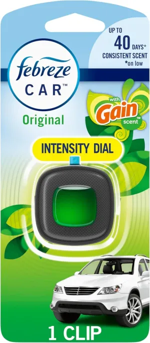 Febreze Car Air Freshener, Car Vent Clip and Odor Fighter, Gain Original Scent, 8 Count
