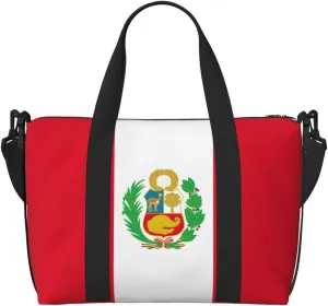 Flag of Peru Duffel Bags for Traveling, Lightweight Personal Item Travel Bags for Women, Gym Bags for Men